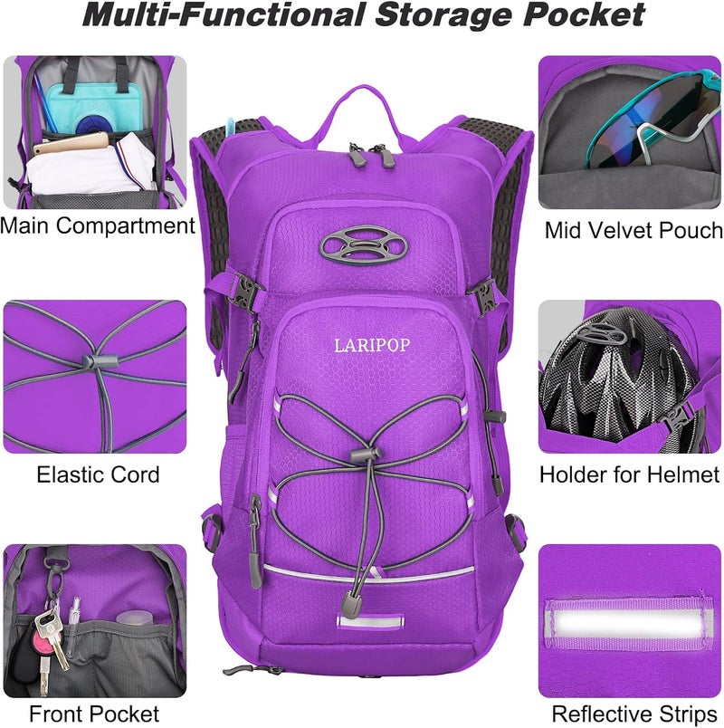 LARIPOP Hydration Backpack, 18L Hiking Backpack with 2L Water Bladder, Lightweight Water Pack for Cycling, Hiking, Biking - Image 4